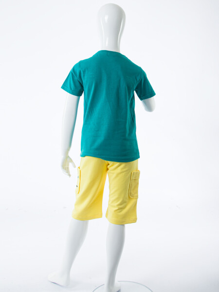 Erkek Çocuk Yazlık 2'li Alt Üst Takım (Tişort + Şort) 8-14 Yaş 4224 Turkuaz - 6