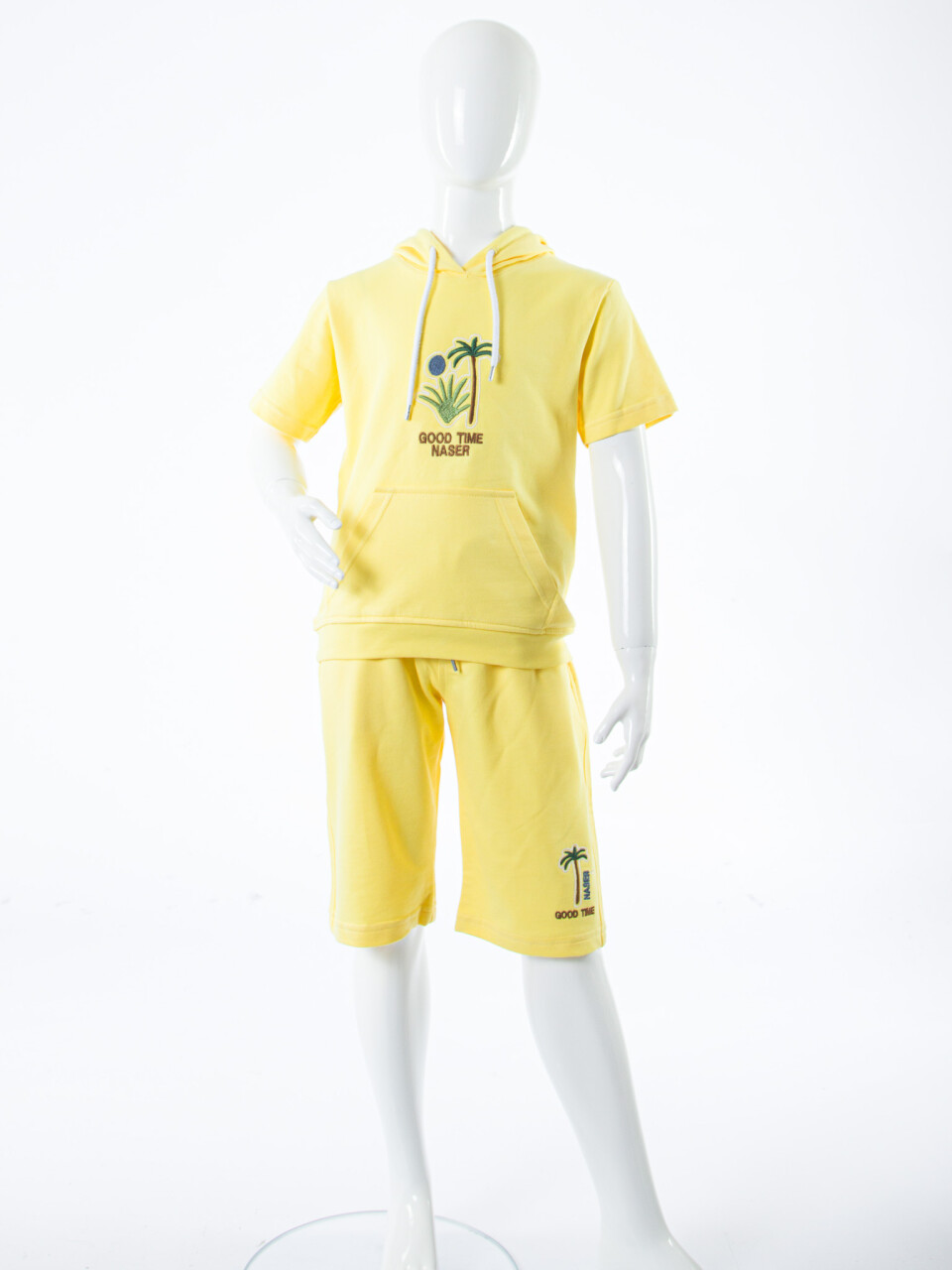 Erkek Çocuk Yazlık 2'li Alt Üst Takım (Tişort + Şort) 8-14 Yaş 4221 Sarı - 5