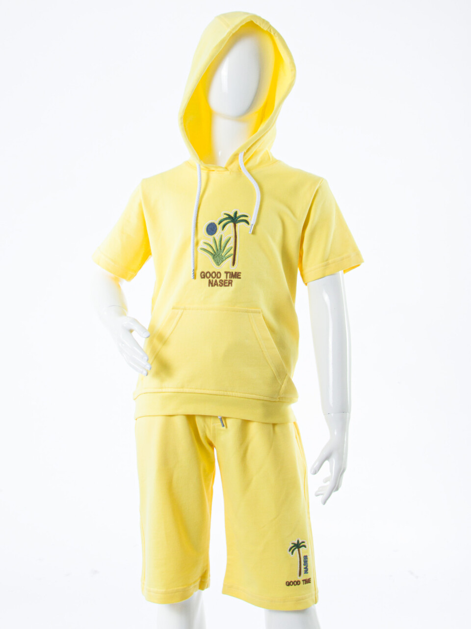 Erkek Çocuk Yazlık 2'li Alt Üst Takım (Tişort + Şort) 8-14 Yaş 4221 Sarı - 6
