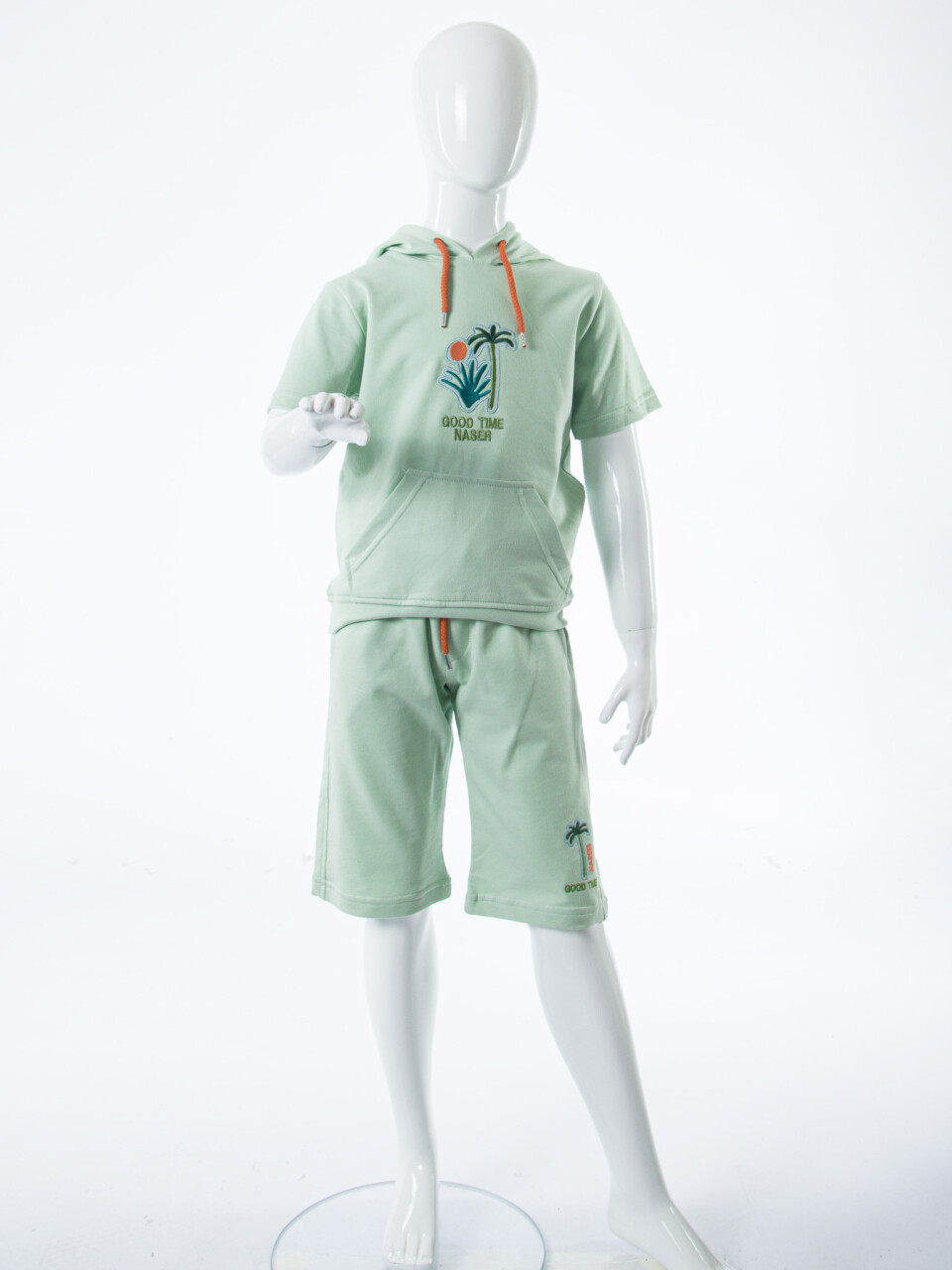 Erkek Çocuk Yazlık 2'li Alt Üst Takım (Tişort + Şort) 8-14 Yaş 4221 Mint - 3