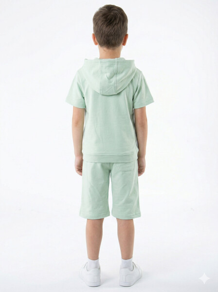 Erkek Çocuk Yazlık 2'li Alt Üst Takım (Tişort + Şort) 8-14 Yaş 4222 Mint - 2
