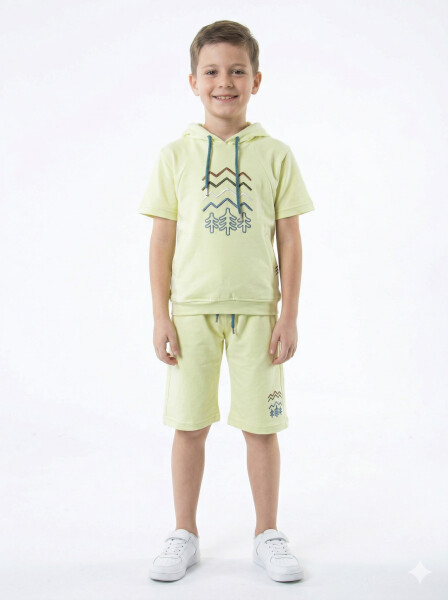 Erkek Çocuk Yazlık 2'li Alt Üst Takım (Tişort + Şort) 8-14 Yaş 4222 Sarı - NASR GRUB