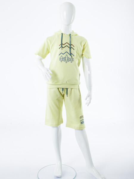 Erkek Çocuk Yazlık 2'li Alt Üst Takım (Tişort + Şort) 8-14 Yaş 4222 Sarı - 3