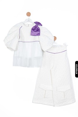 Kız Çocuk Alt Üst Takım 6-14 Yaş 5004 Beyaz - 4