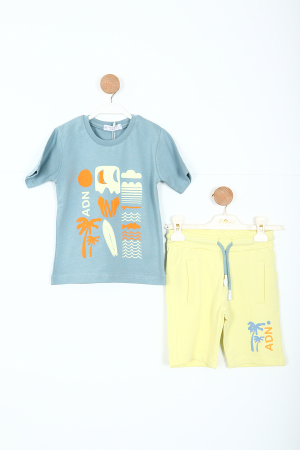 Erkek Çocuk Şort Alt Üst Takım 2-7 Yaş 3224 Mavi - 1