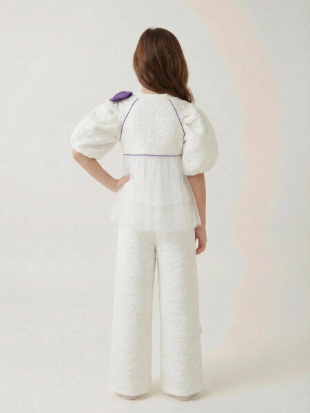 Kız Çocuk Alt Üst Takım 6-14 Yaş 5004 Beyaz - 3