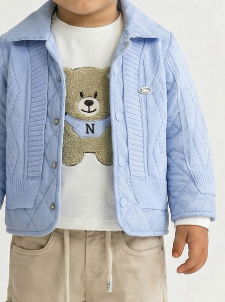 Erkek Çocuk 3'lü Alt Üst Takım 1-3 Yaş 11201 Mavi - Bej - 4