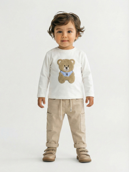 Erkek Çocuk 3'lü Alt Üst Takım 1-3 Yaş 11201 Mavi - Bej - 5