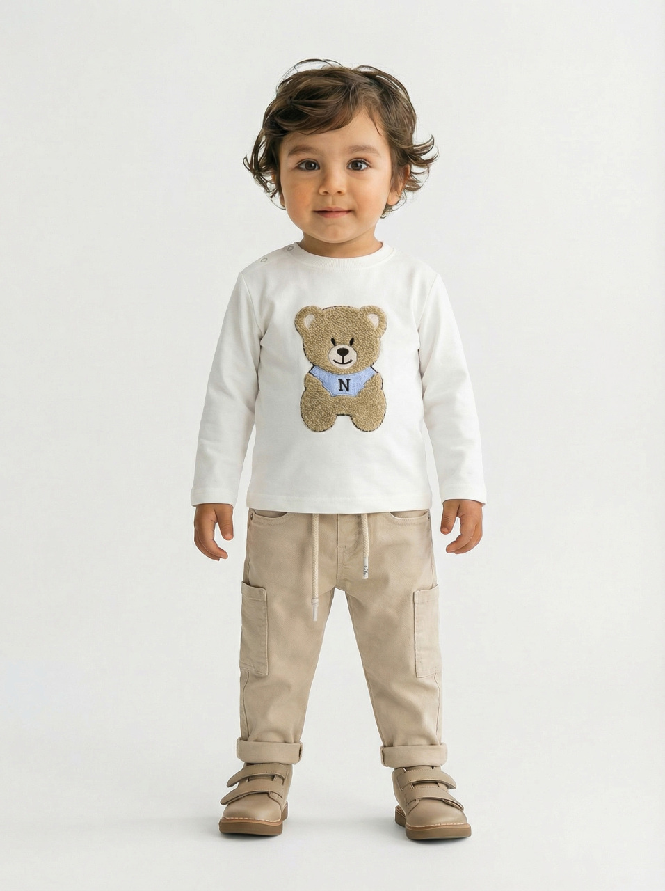 Erkek Çocuk 3'lü Alt Üst Takım 1-3 Yaş 11201 Mavi - Bej - 5