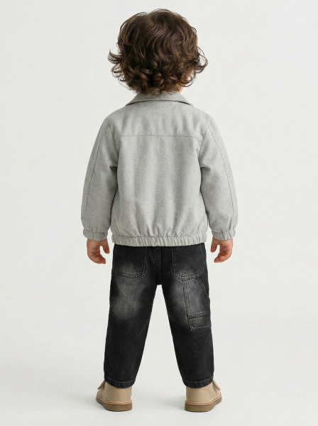 Erkek Çocuk 3'lü Alt Üst Takım 1-3 Yaş 11203 Gri - 2