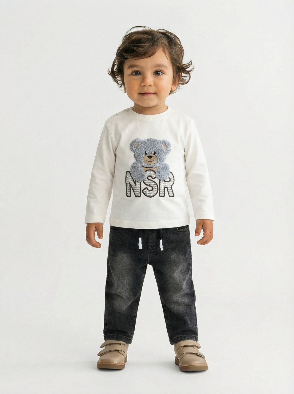 Erkek Çocuk 3'lü Alt Üst Takım 1-3 Yaş 11203 Gri - 3