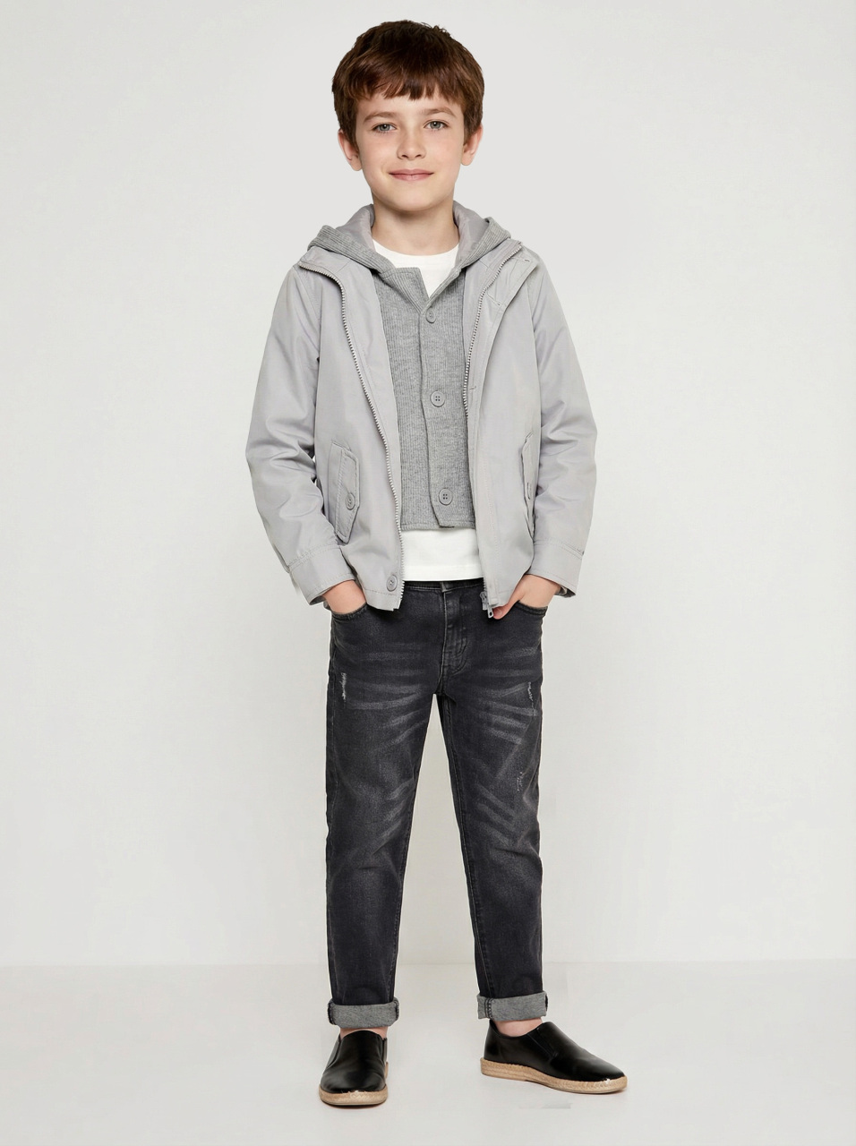 Erkek Çocuk 3'lü Alt Üst Takım 6-9 Yaş 13201 Gri - 1