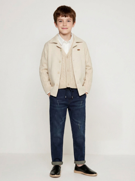 Erkek Çocuk 4'lü Alt Üst Takım 6-9 Yaş 13202 Ekru - Lacivert - NASR GRUB