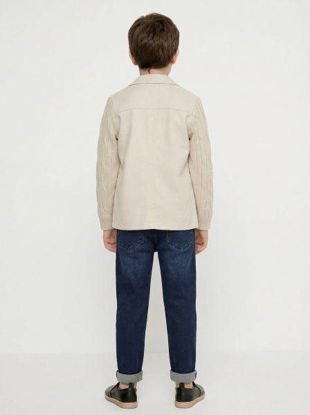 Erkek Çocuk 4'lü Alt Üst Takım 6-9 Yaş 13202 Ekru - Lacivert - 2