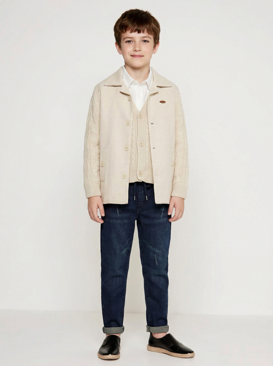 Erkek Çocuk 4'lü Alt Üst Takım 6-9 Yaş 13202 Ekru - Lacivert - 5