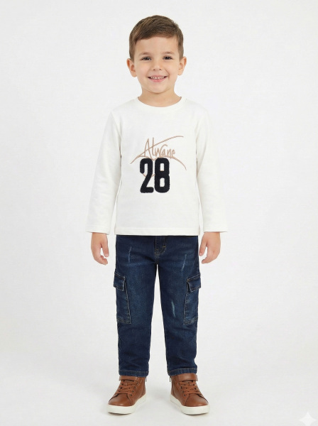 Erkek Çocuk 3'lü Alt Üst Takım 2-5 Yaş 12202 Kahve-Lacivert - 3