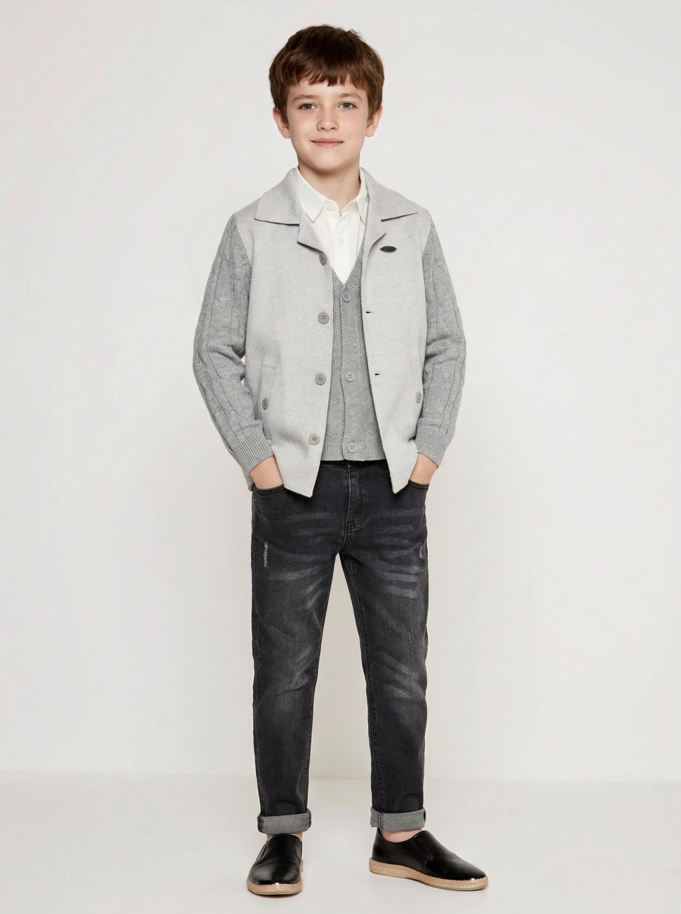 Erkek Çocuk 4'lü Alt Üst Takım 6-9 Yaş 13202 Gri - 1