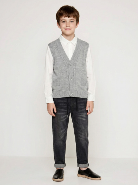 Erkek Çocuk 4'lü Alt Üst Takım 6-9 Yaş 13202 Gri - 3