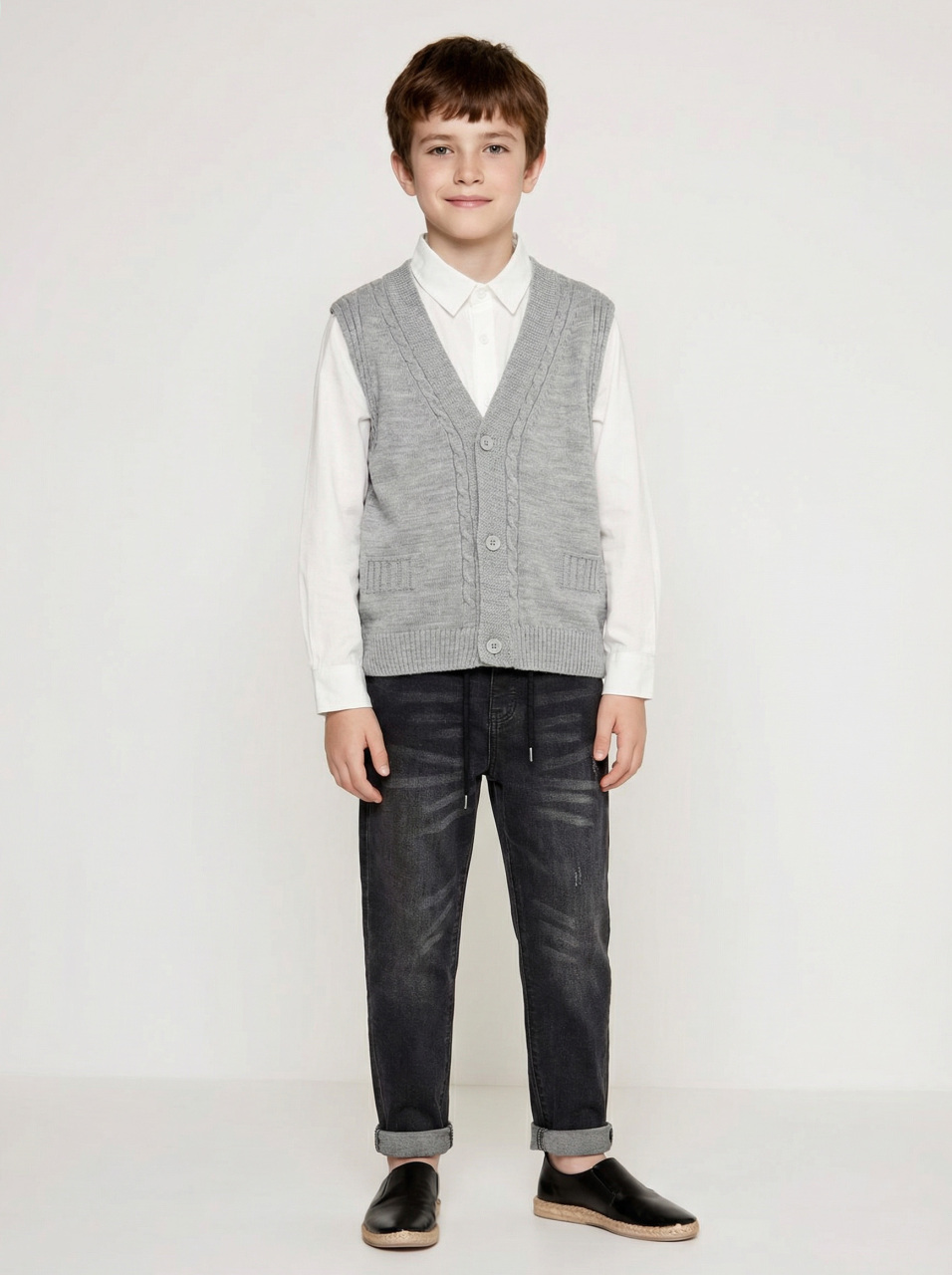 Erkek Çocuk 4'lü Alt Üst Takım 6-9 Yaş 13202 Gri - 3