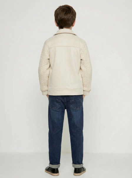 Erkek Çocuk 3'lü Alt Üst Takım 6-9 Yaş 13215 Ekru - Mavi - 3