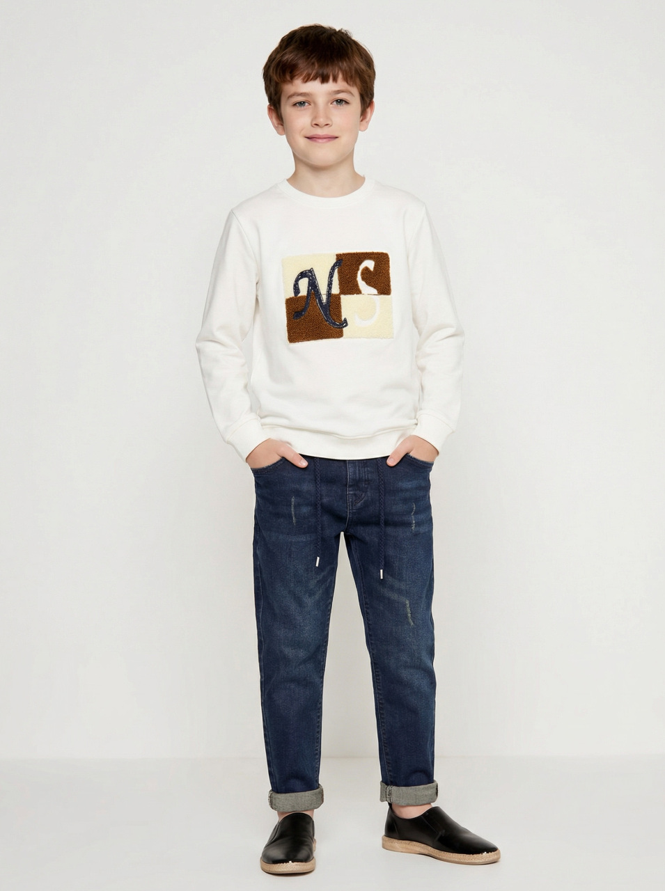 Erkek Çocuk 3'lü Alt Üst Takım 6-9 Yaş 13215 Ekru - Mavi - 4