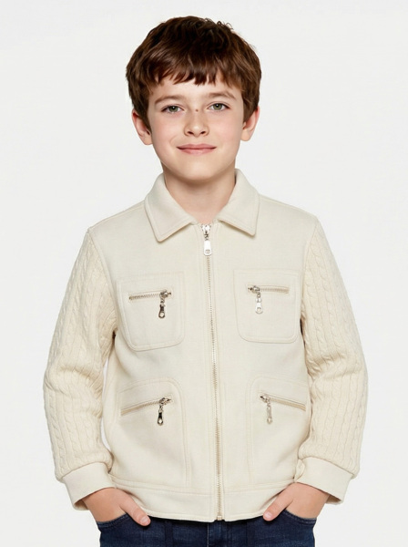 Erkek Çocuk 3'lü Alt Üst Takım 6-9 Yaş 13215 Ekru - Mavi - 5