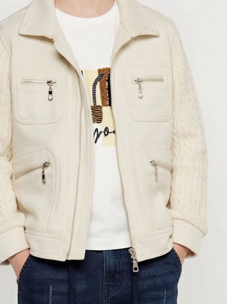 Erkek Çocuk 3'lü Alt Üst Takım 6-9 Yaş 13215 Ekru - Mavi - 6