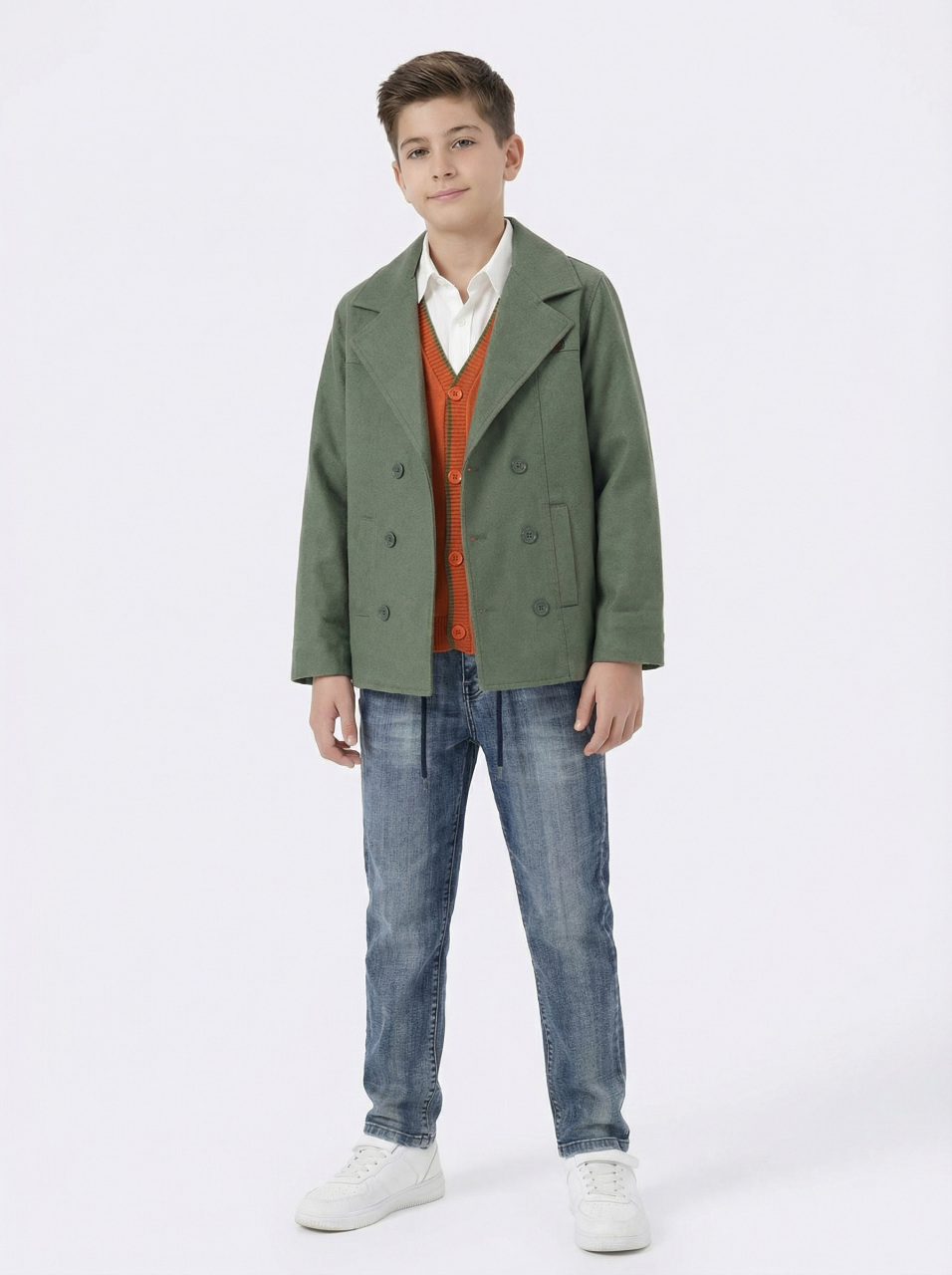 Erkek Çocuk 4'lü Alt Üst Takım 11-14 Yaş 14208 Yeşil - Turuncu - 1