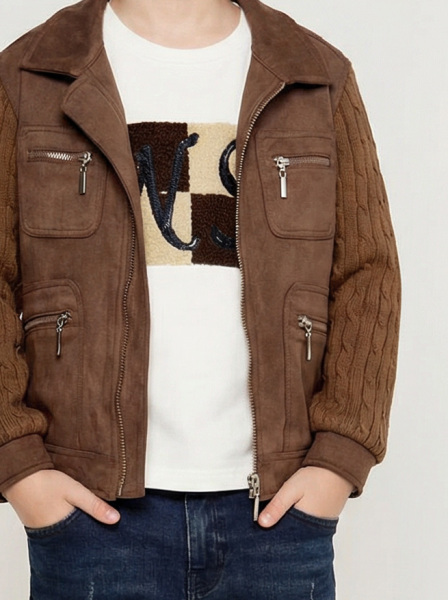 Erkek Çocuk 3'lü Alt Üst Takım 6-9 Yaş 13215 Kahverengi - 4