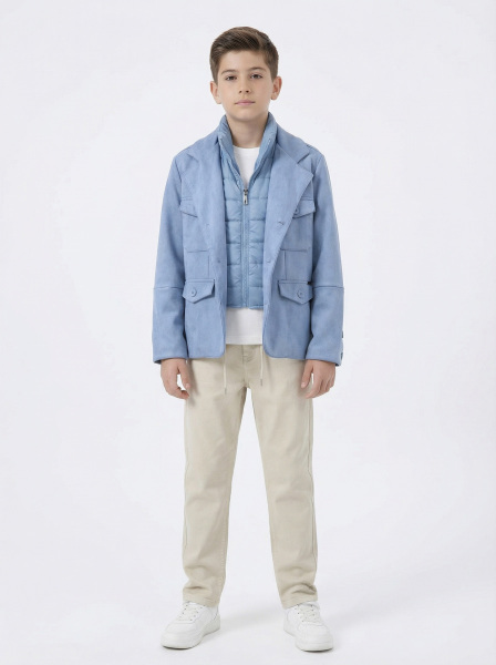 Erkek Çocuk 3'lü Alt Üst Takım 11-14 Yaş 14205 Ekru - Mavi - NASR GRUB