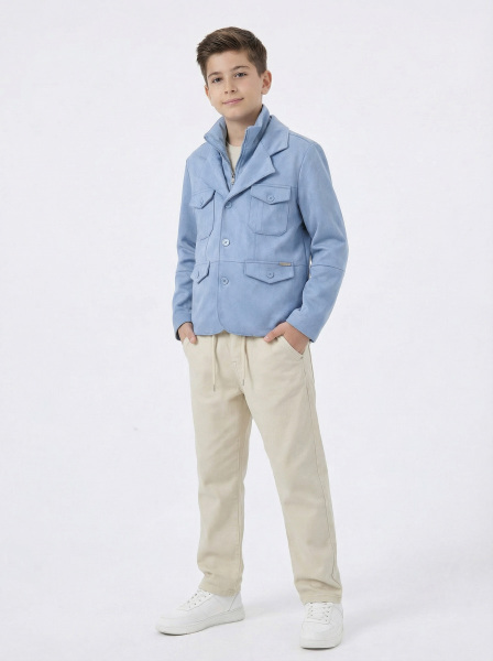 Erkek Çocuk 3'lü Alt Üst Takım 11-14 Yaş 14205 Ekru - Mavi - 2