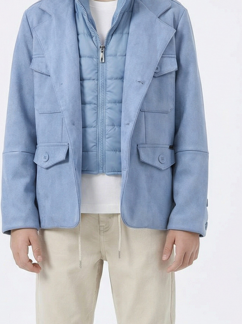 Erkek Çocuk 3'lü Alt Üst Takım 11-14 Yaş 14205 Ekru - Mavi - 6