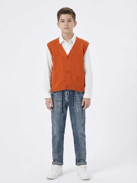 Erkek Çocuk 4'lü Alt Üst Takım 11-14 Yaş 14206 Bej - Turuncu - 3