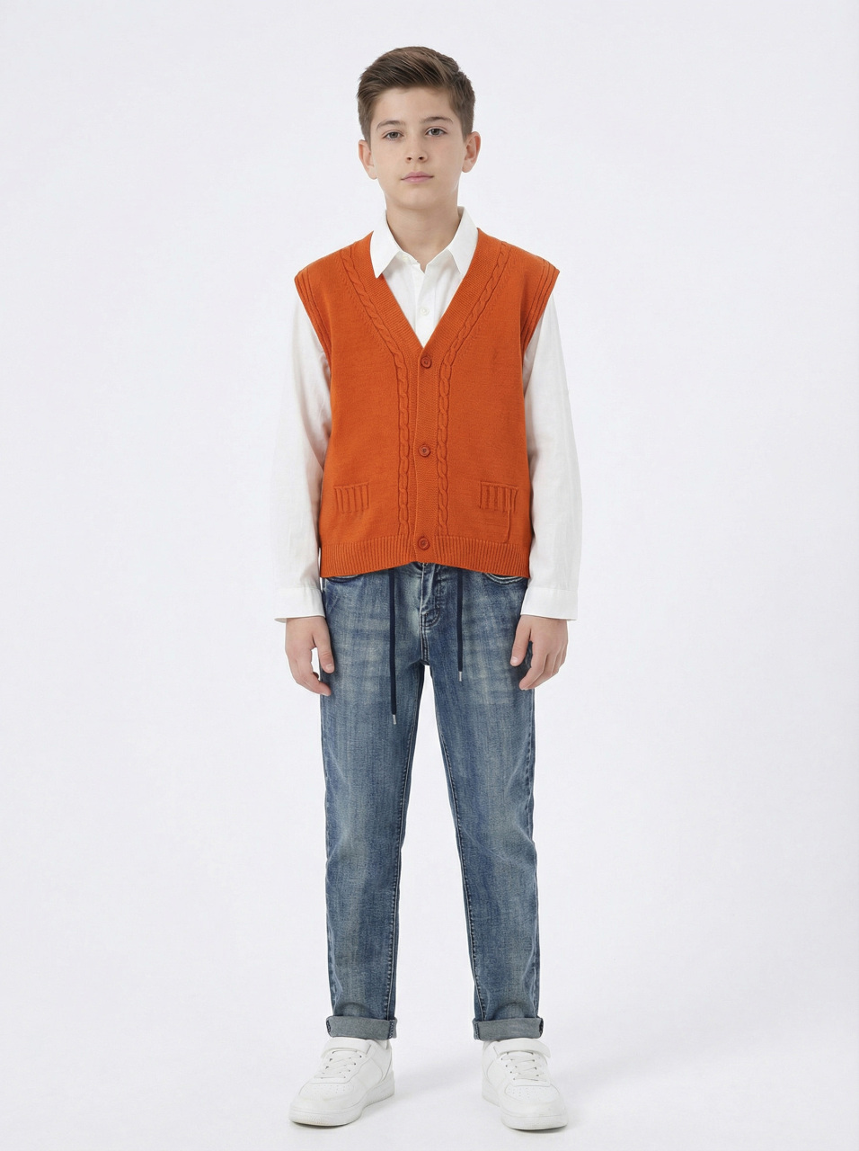 Erkek Çocuk 4'lü Alt Üst Takım 11-14 Yaş 14206 Bej - Turuncu - 3