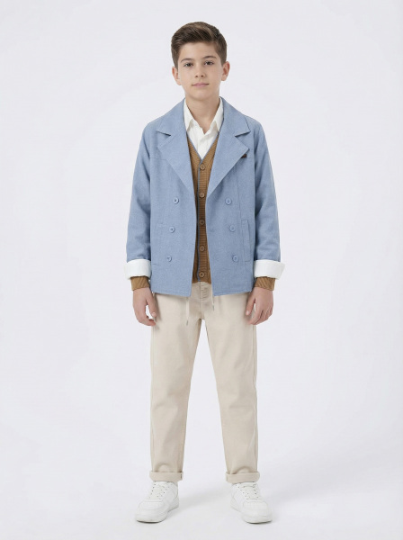 Erkek Çocuk 4'lü Alt Üst Takım 11-14 Yaş 14208 Mavi - Bej - NASR GRUB