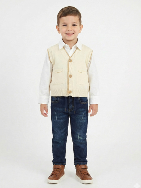 Erkek Çocuk 4'lü Alt Üst Takım 2-5 Yaş 12201 Kahverengi - Bej - 3