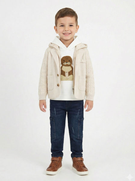 Erkek Çocuk 3'lü Alt Üst Takım 2-5 Yaş 12205 Ekru - NASR GRUB