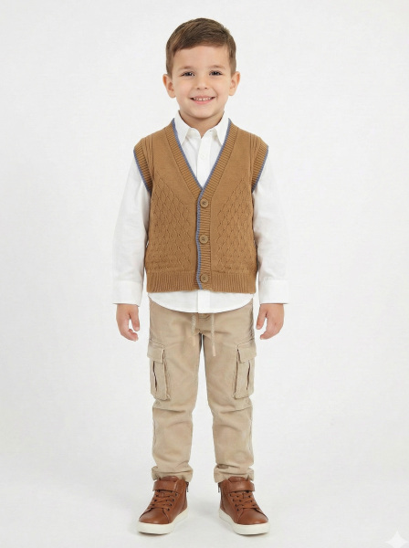 Erkek Çocuk 4'lü Alt Üst Takım 2-5 Yaş 12211 Mavi - Kahverengi - 3