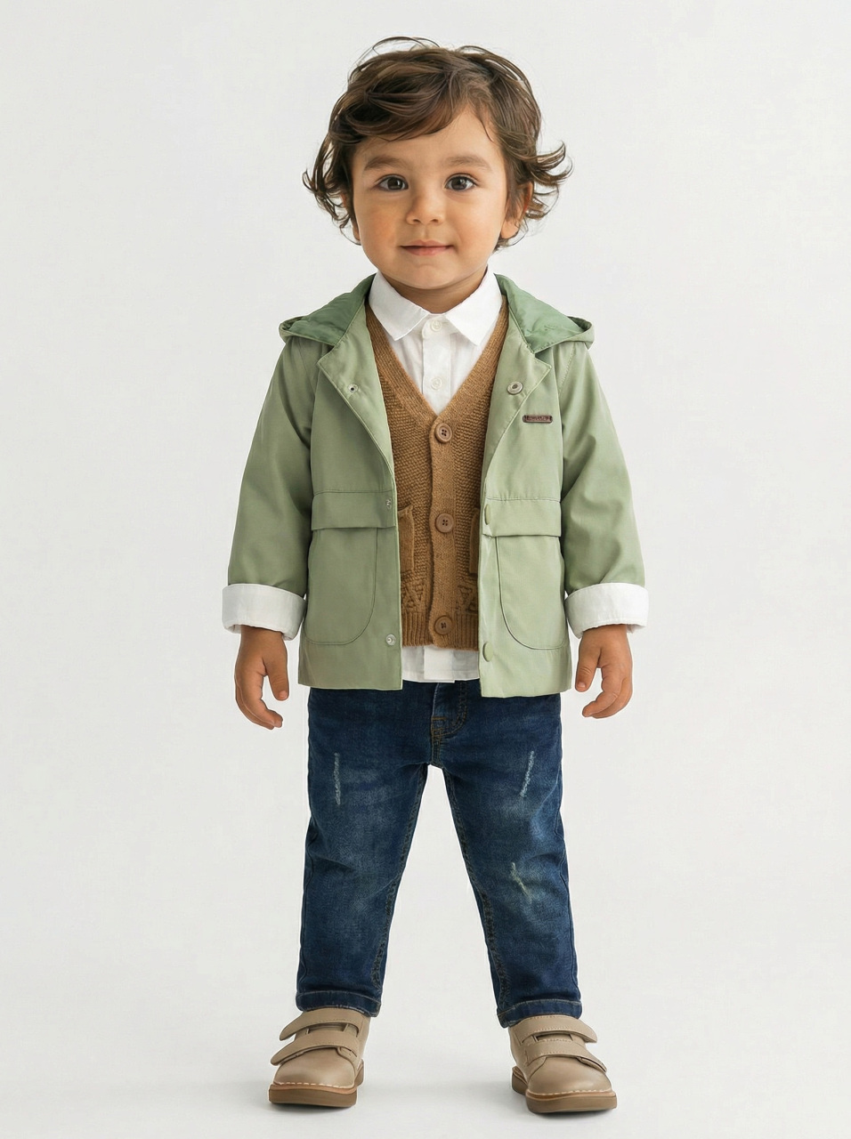 Erkek Çocuk 4'lü Alt Üst Takım 1-3 Yaş 11204 Mint - Kahveringi - 1