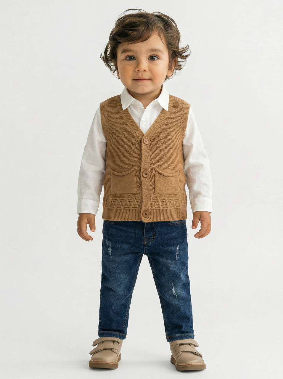 Erkek Çocuk 4'lü Alt Üst Takım 1-3 Yaş 11204 Mint - Kahveringi - 3