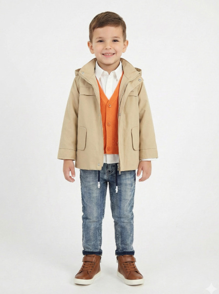 Erkek Çocuk 4'lü Alt Üst Takım 2-5 Yaş 12210 Ekru - Turuncu - NASR GRUB