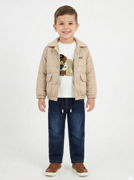 Erkek Çocuk 3'lü Alt Üst Takım 2-5 Yaş 12212 Bej - Mavi - NASR GRUB