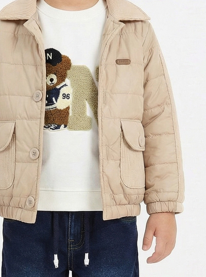 Erkek Çocuk 3'lü Alt Üst Takım 2-5 Yaş 12212 Bej - Mavi - 4