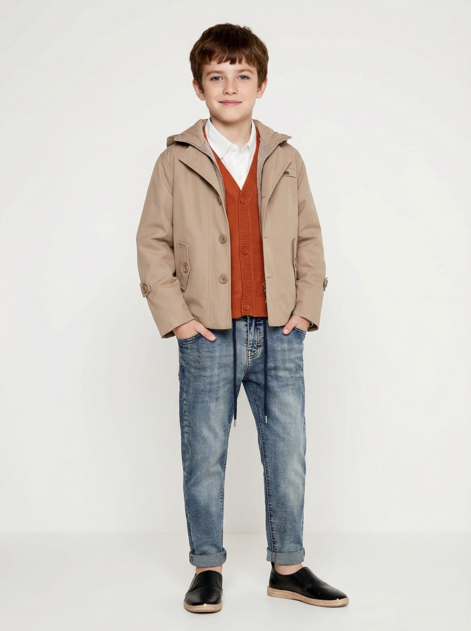 Erkek Çocuk 4'lü Alt Üst Takım 6-9 Yaş 13206 Bej - Turuncu - 1