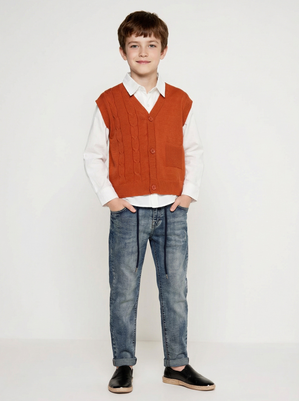 Erkek Çocuk 4'lü Alt Üst Takım 6-9 Yaş 13206 Bej - Turuncu - 3