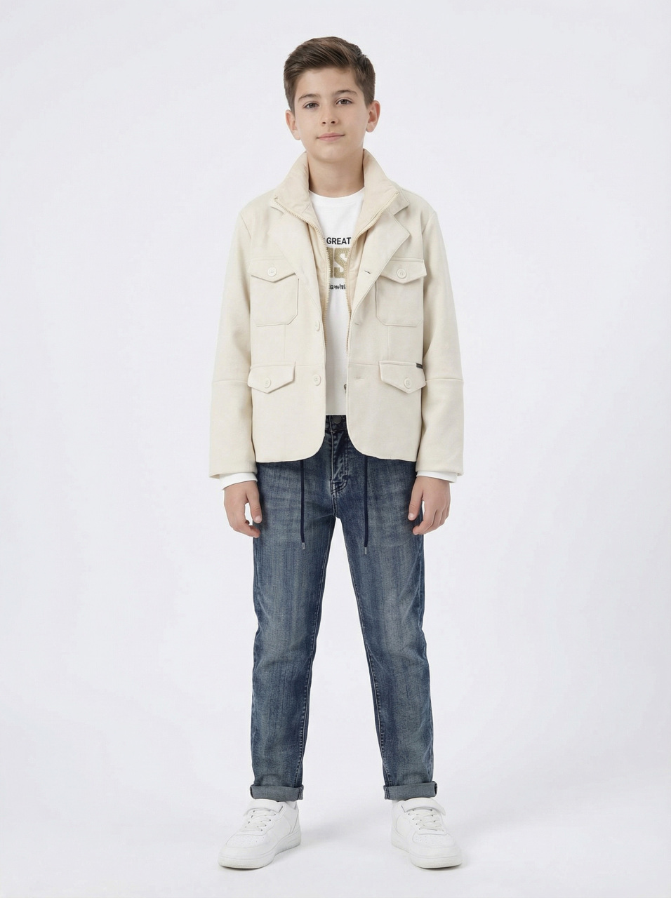 Erkek Çocuk 3'lü Alt Üst Takım 11-14 Yaş 14205 Mavi - Bej - 3