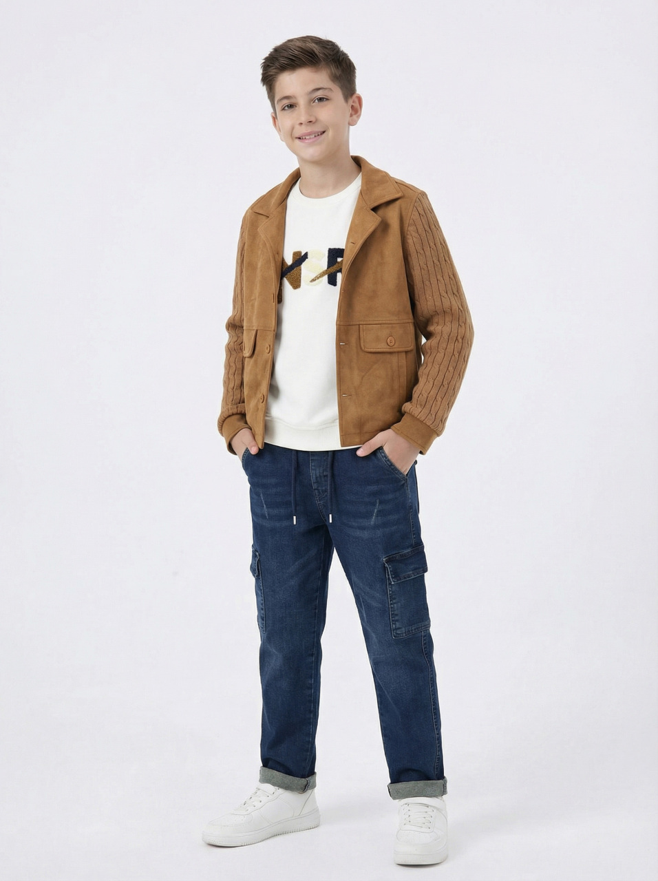 Erkek Çocuk 3'lü Alt Üst Takım 11-14 Yaş 14213 Kahverengi - 1