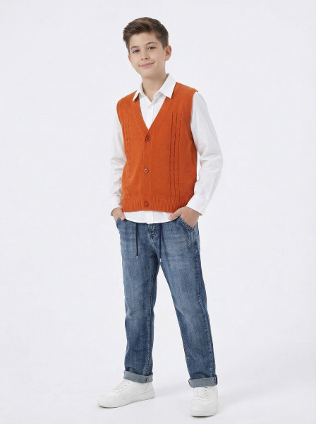 Erkek Çocuk 4'lü Alt Üst Takım 11-14 Yaş 14203 Yeşil - Turuncu - 3