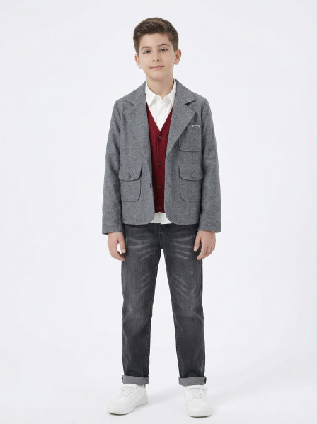 Erkek Çocuk 4'lü Alt Üst Takım 11-14 Yaş 14206 Gri - Bordo - NASR GRUB