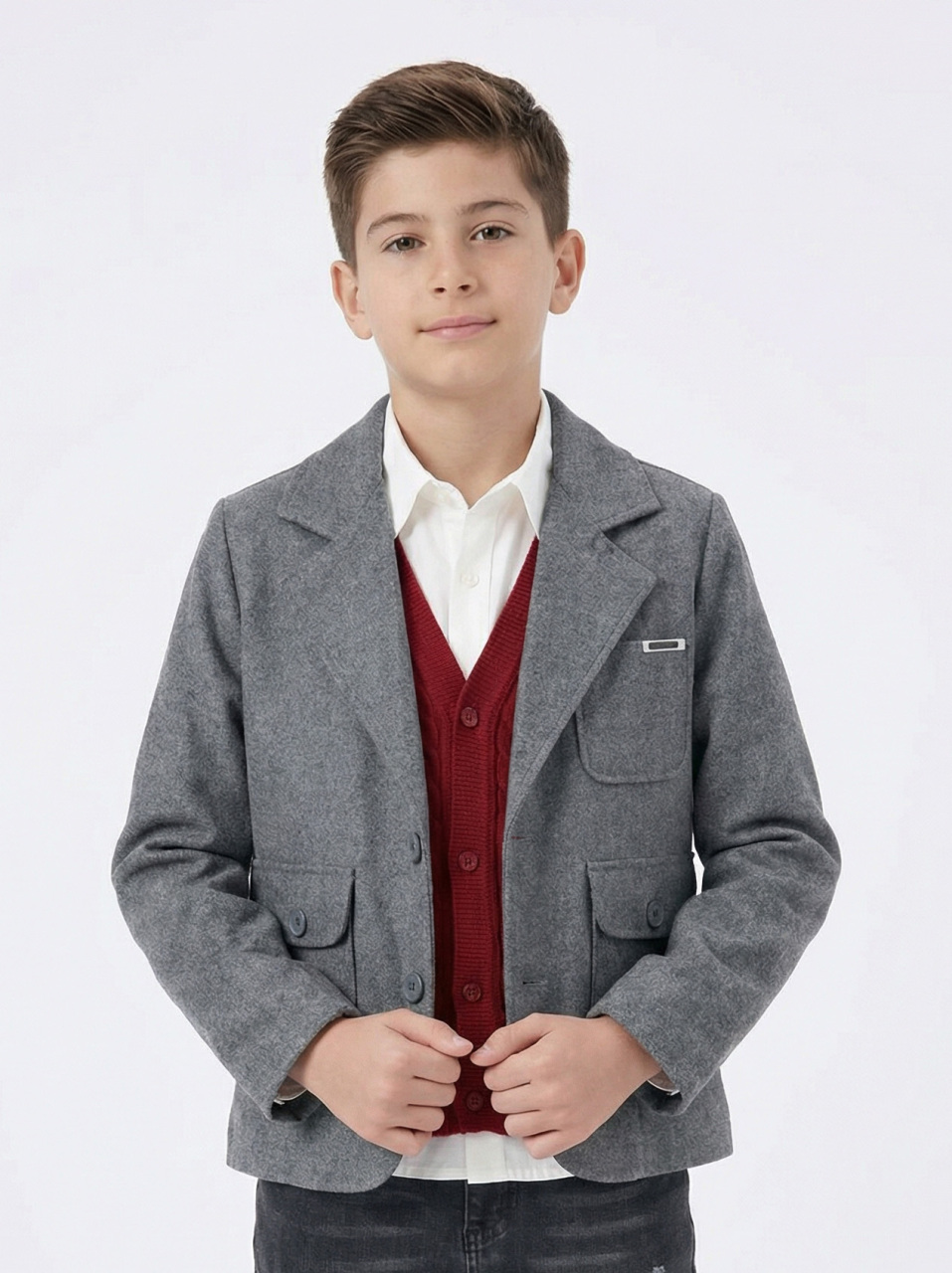 Erkek Çocuk 4'lü Alt Üst Takım 11-14 Yaş 14206 Gri - Bordo - 4